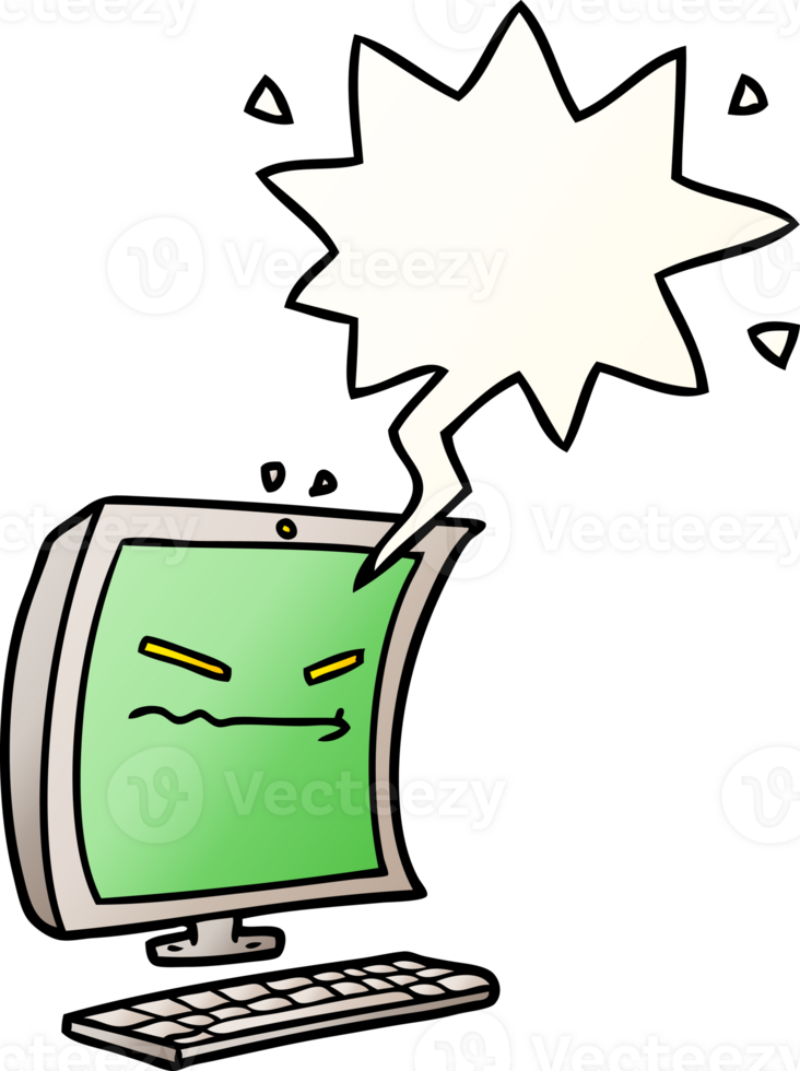 cyber bullying cartoon with speech bubble in smooth gradient style png