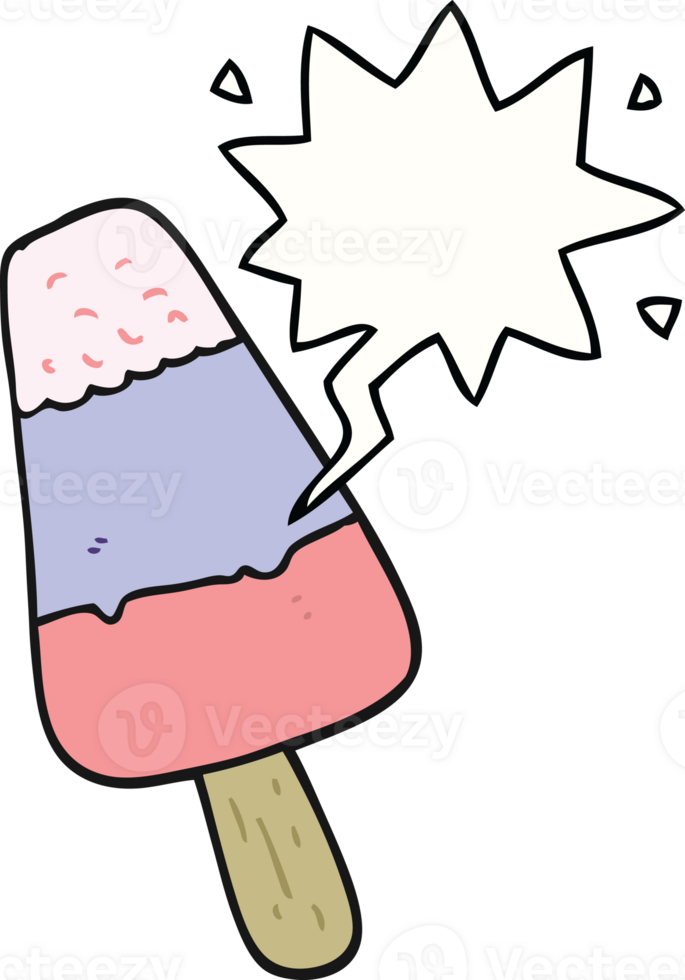cartoon ice lolly with speech bubble png
