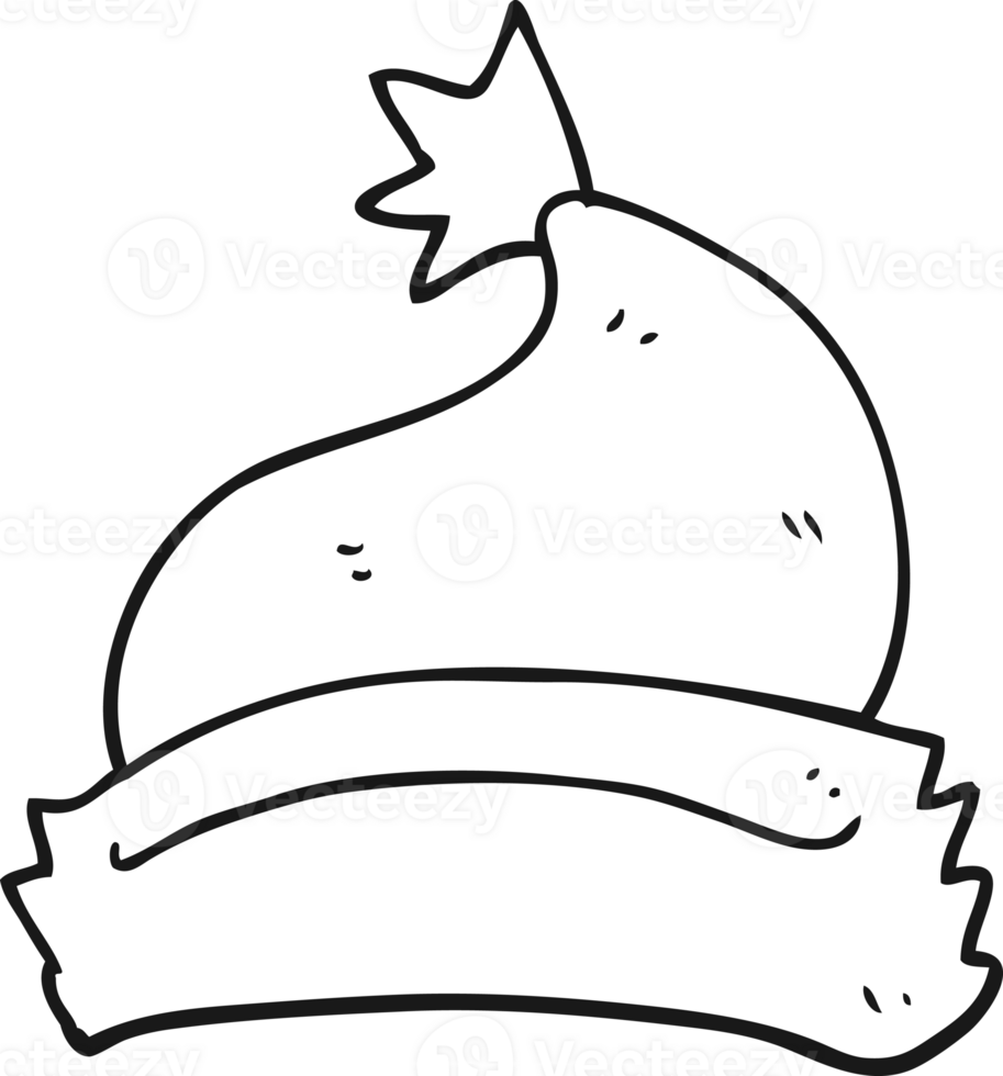 hand drawn black and white cartoon christmas hat png