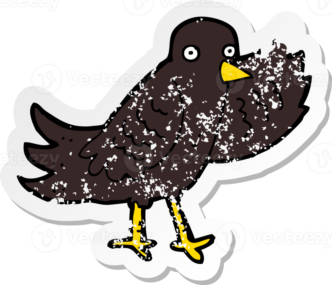 retro distressed sticker of a cartoon waving bird png