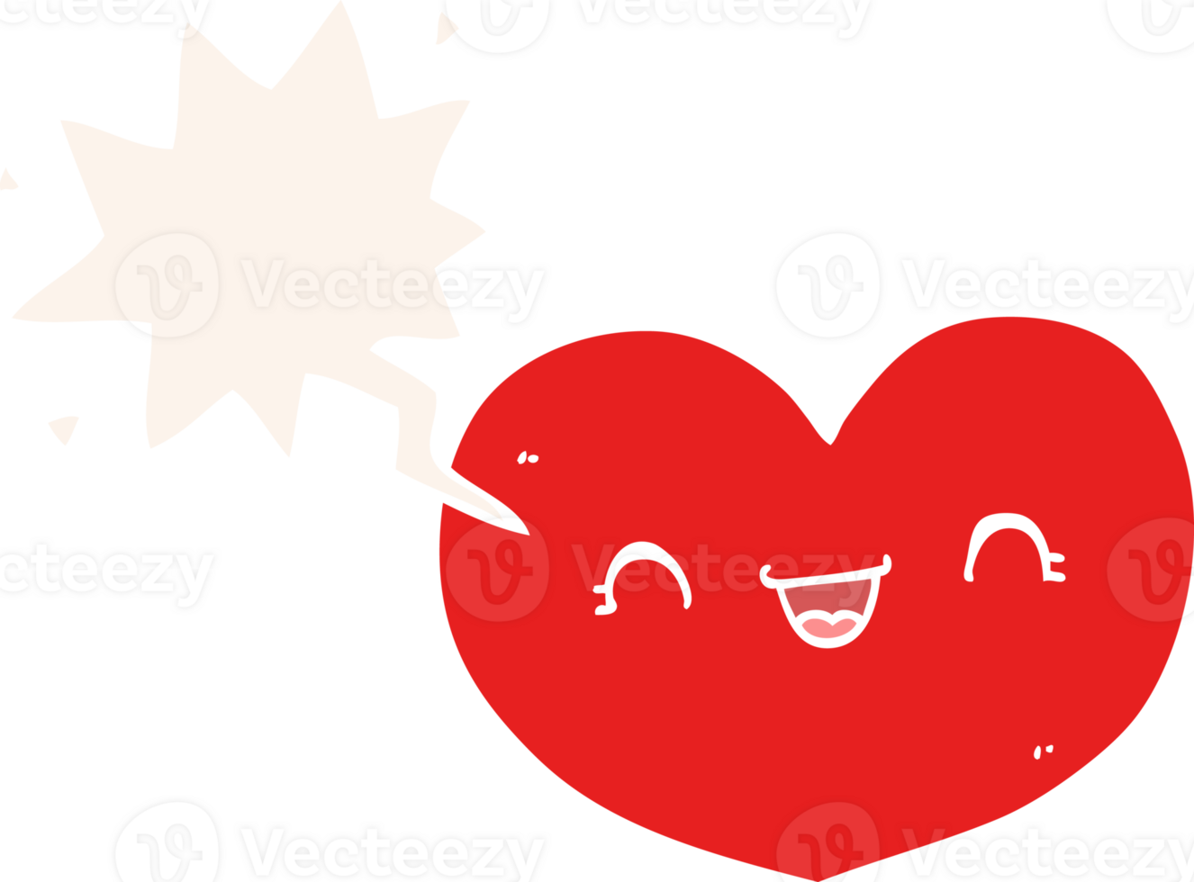 cartoon love heart with speech bubble in retro style png