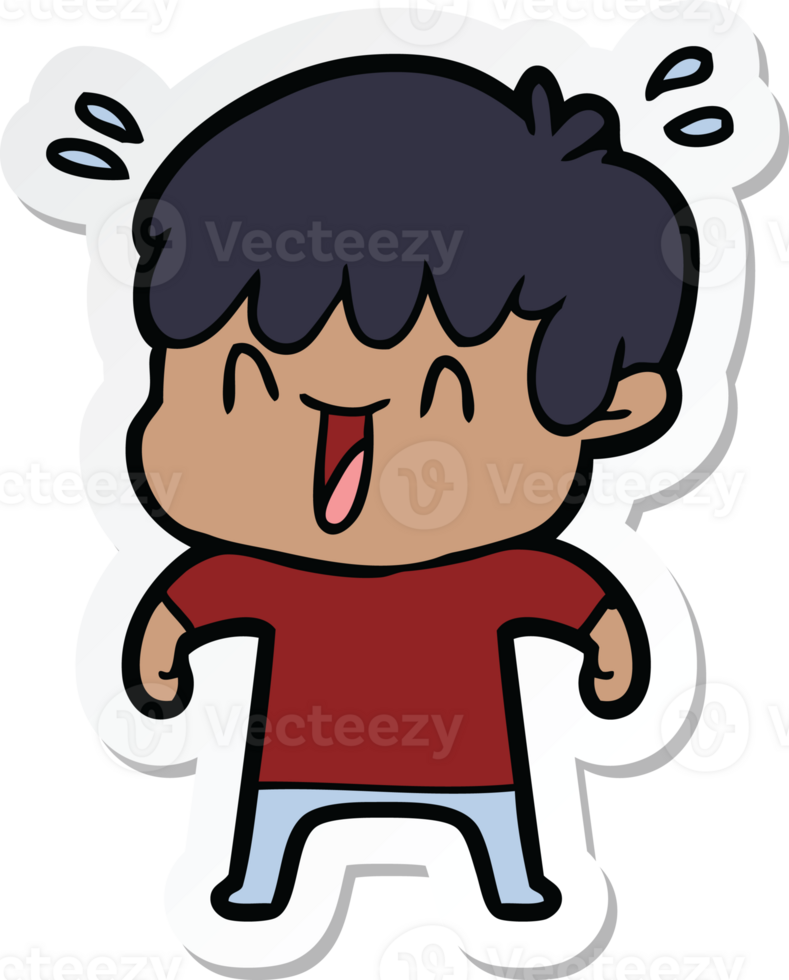 sticker of a cartoon laughing boy png