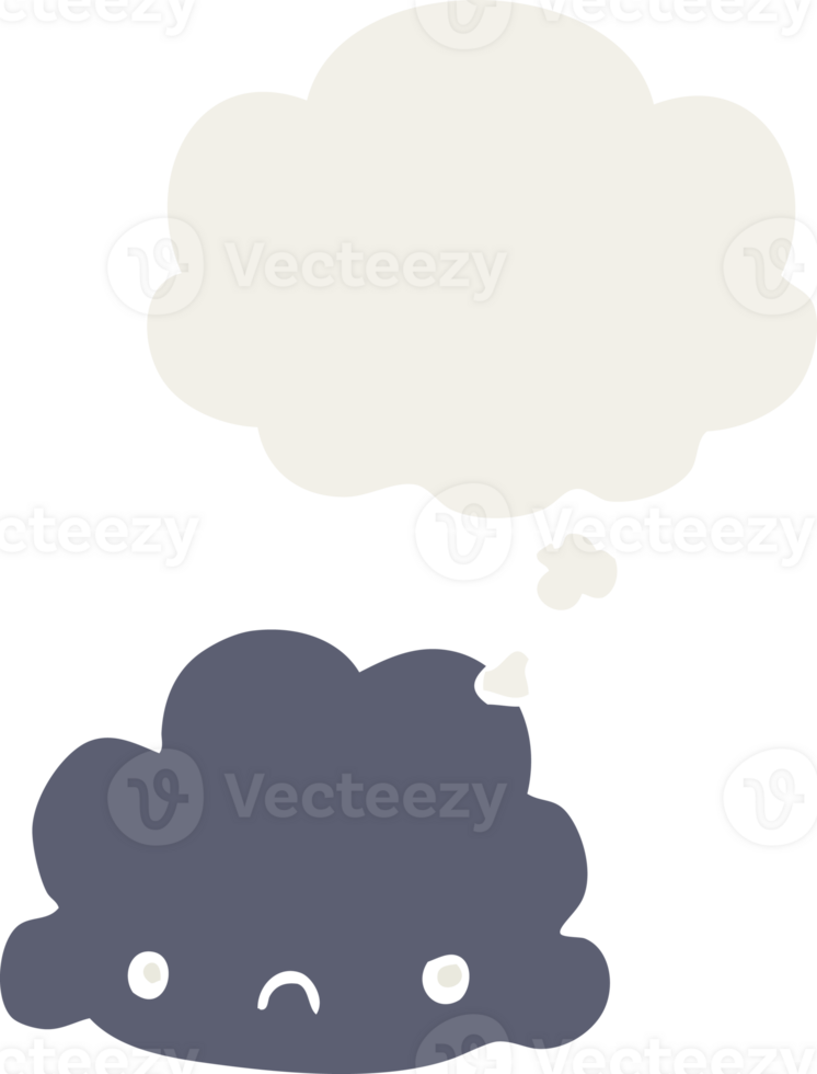 cartoon cloud with thought bubble in retro style png