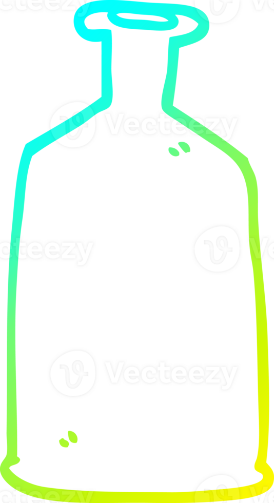 cold gradient line drawing of a cartoon clear glass bottle png