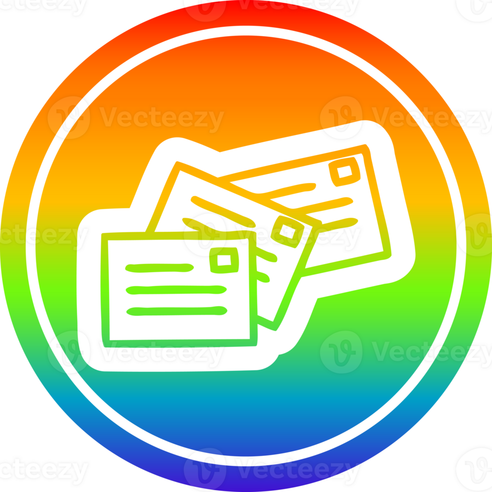 stack of letters circular icon with rainbow gradient finish png