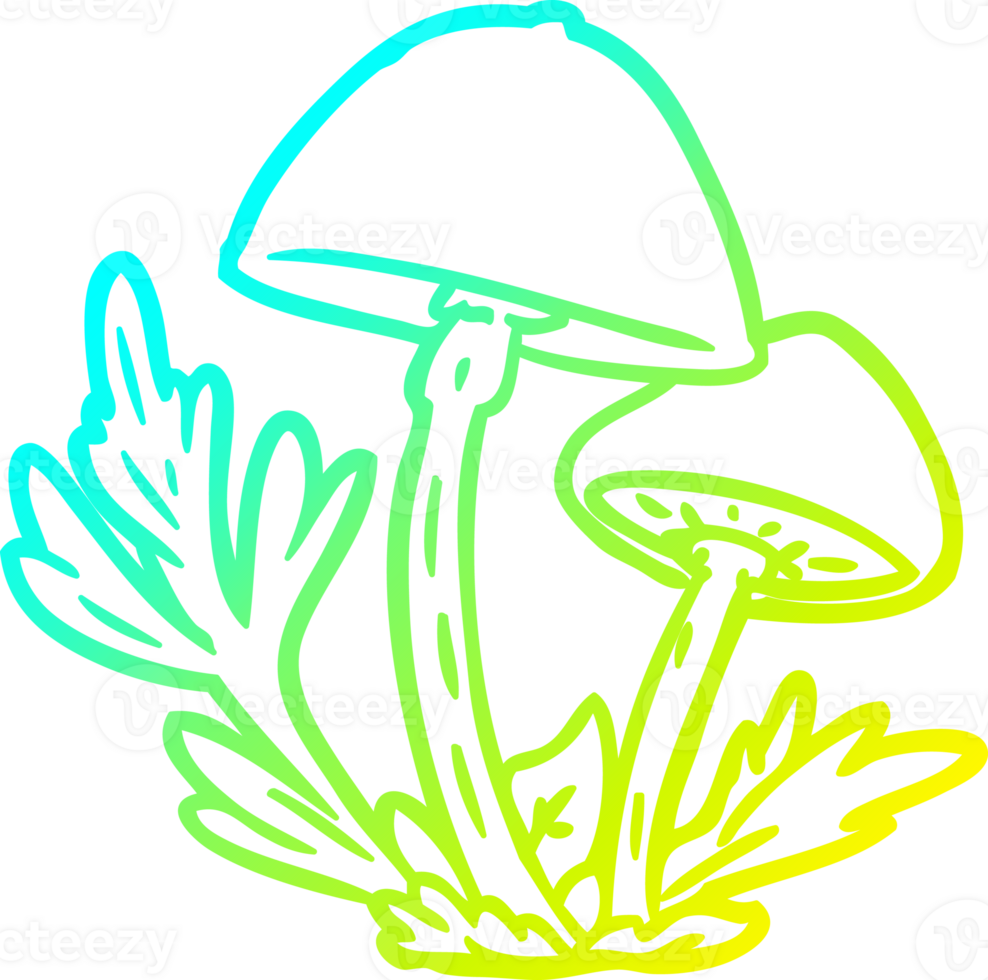 cold gradient line drawing of a wild mushrooms png