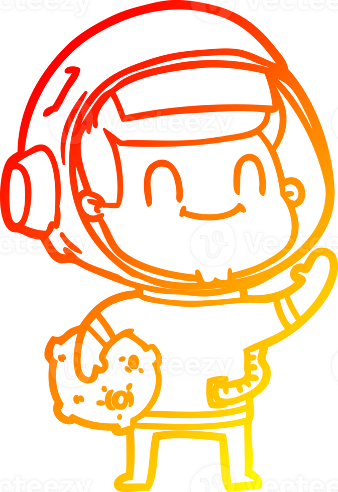 warm gradient line drawing of a happy cartoon astronaut man png