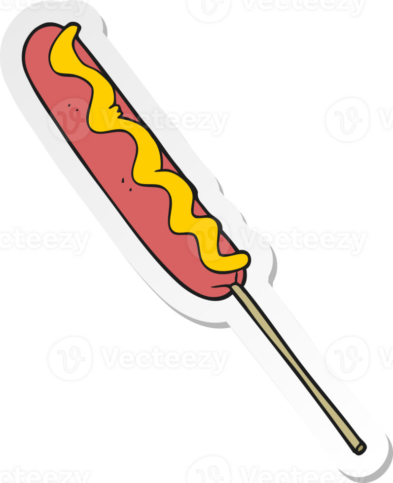 sticker of a cartoon hotdog on a stick png