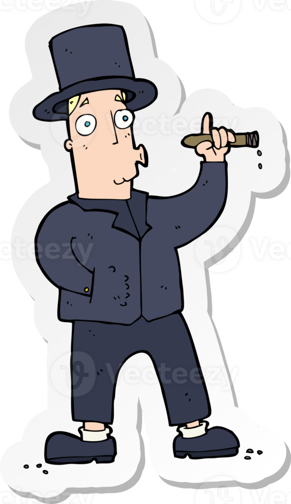 sticker of a cartoon smoking gentleman png