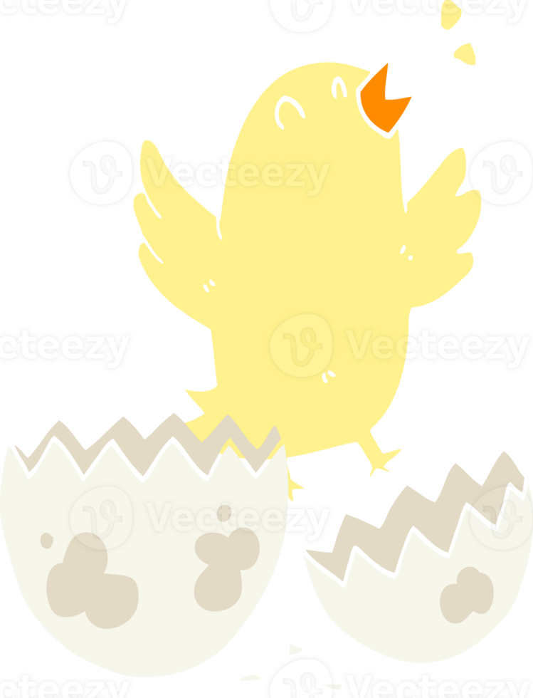 flat color style cartoon bird hatching from egg png