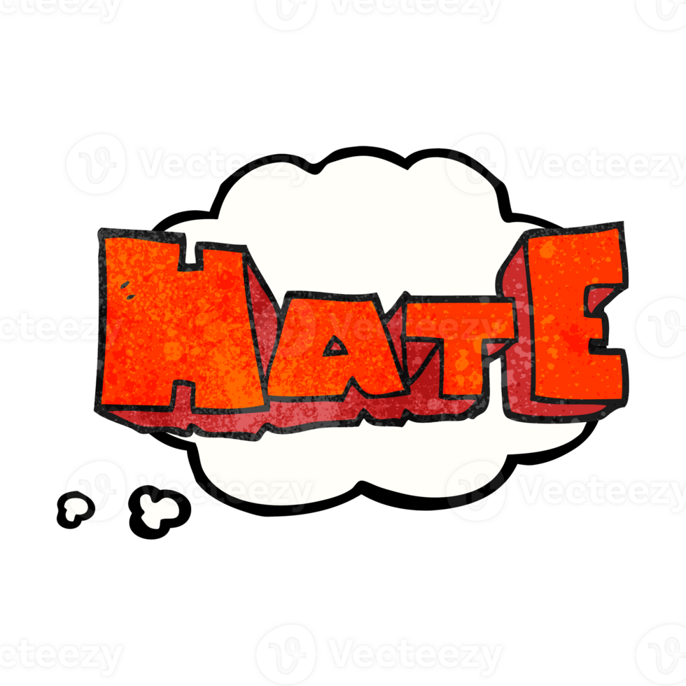 hand drawn thought bubble textured cartoon word Hate png