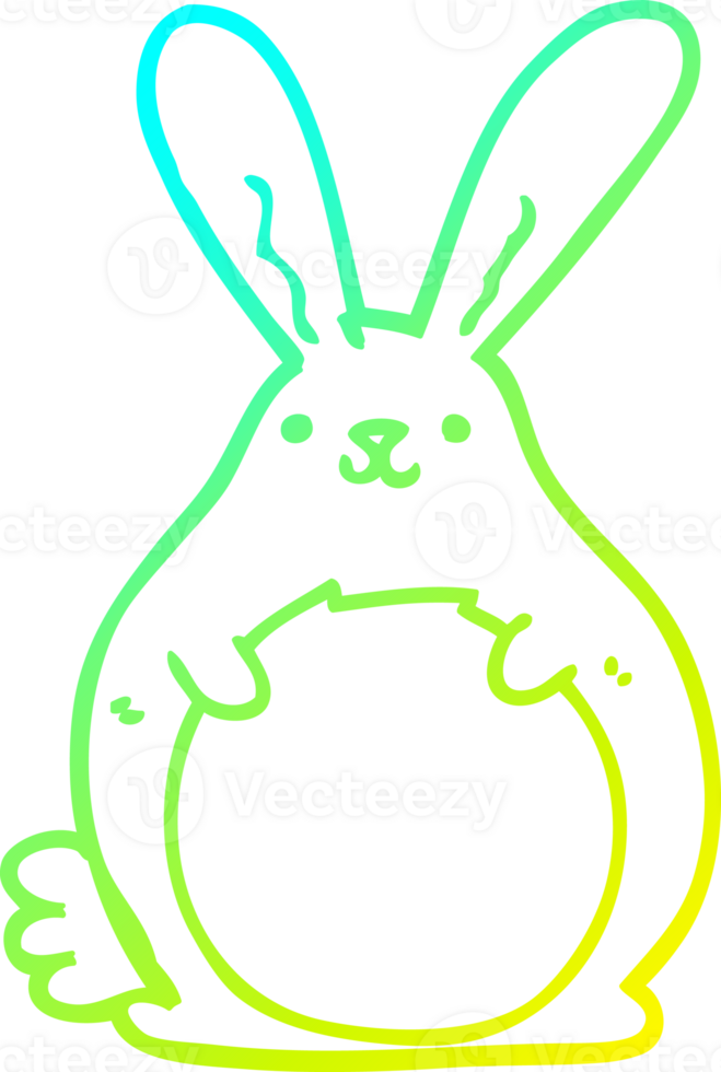 cold gradient line drawing of a cartoon rabbit png