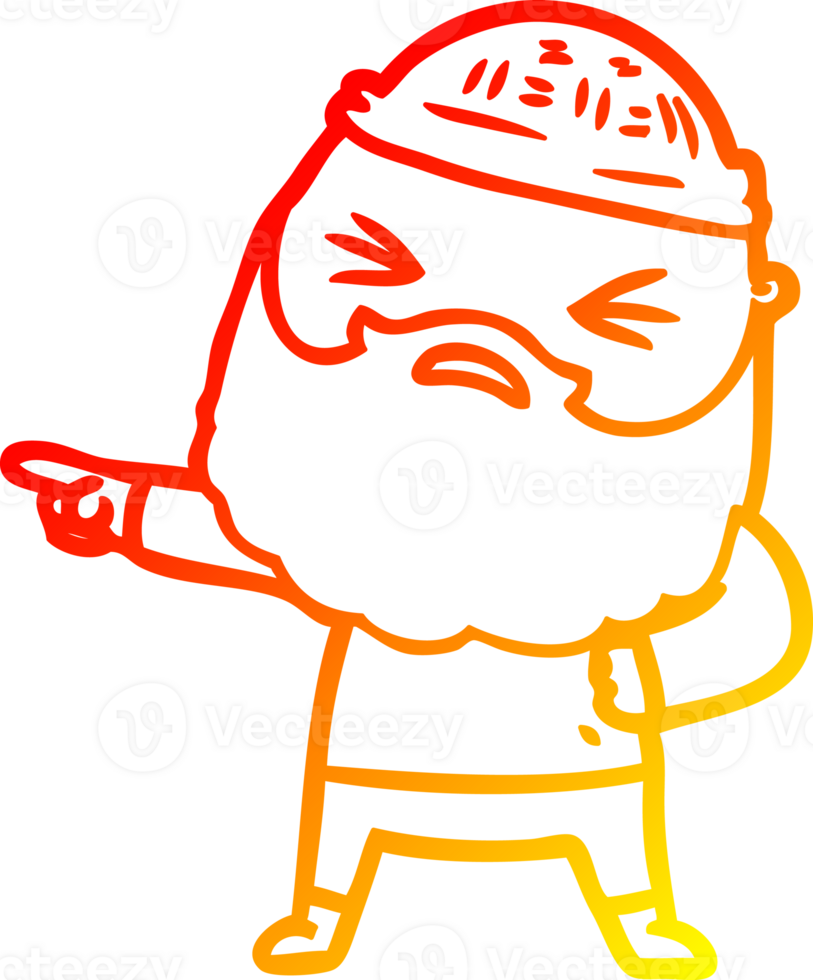 warm gradient line drawing of a cartoon man with beard png