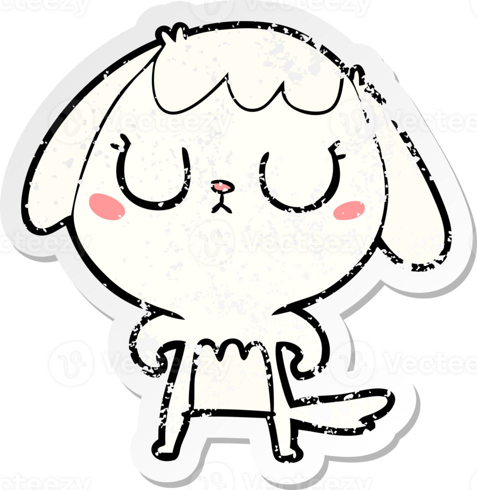 distressed sticker of a cute cartoon dog png