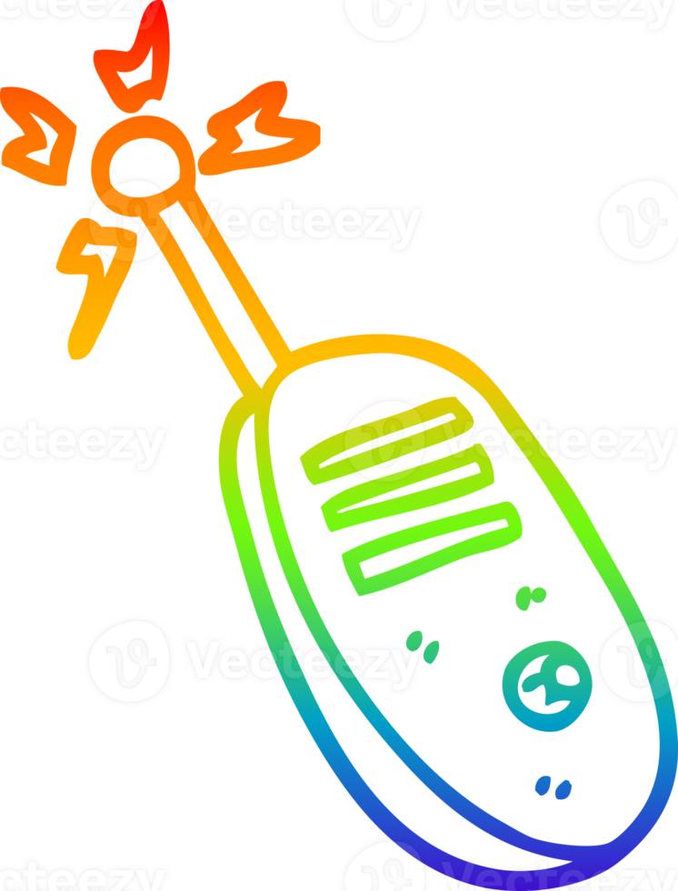 rainbow gradient line drawing of a cartoon walkie talkie png