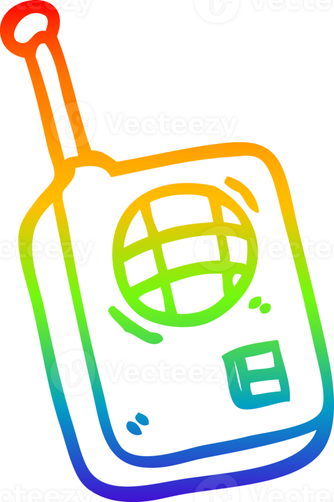 rainbow gradient line drawing of a cartoon walkie talkie png
