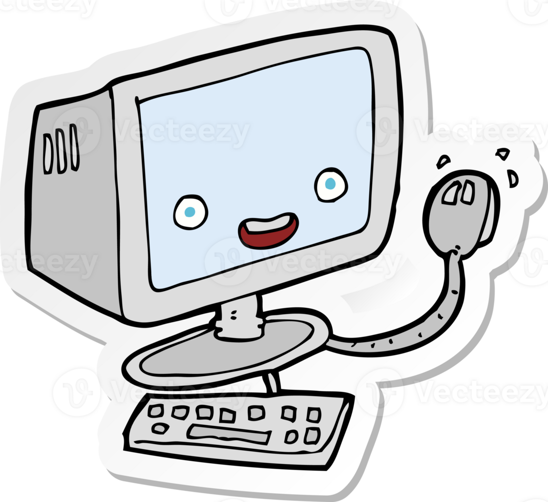 sticker of a cartoon computer png