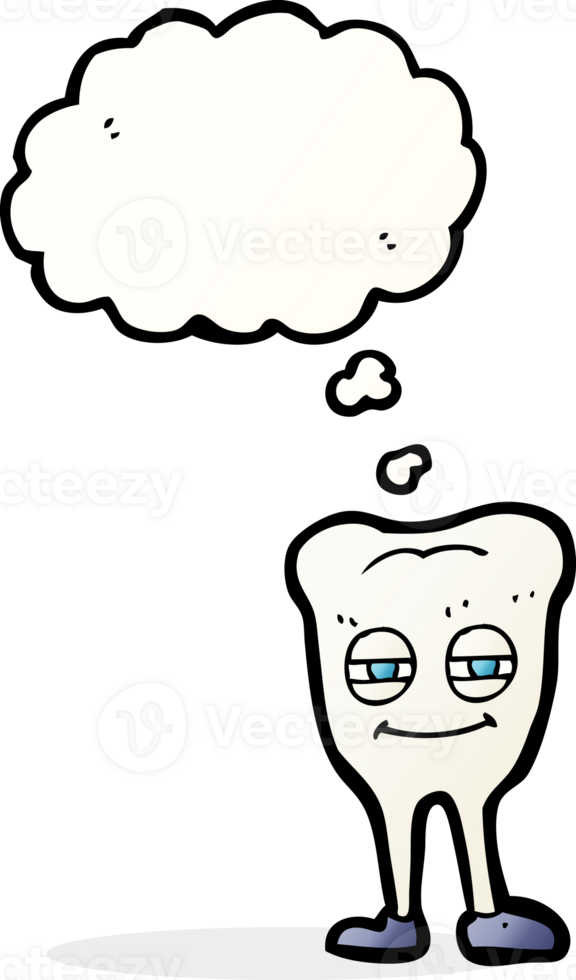 cartoon smiling tooth with thought bubble png