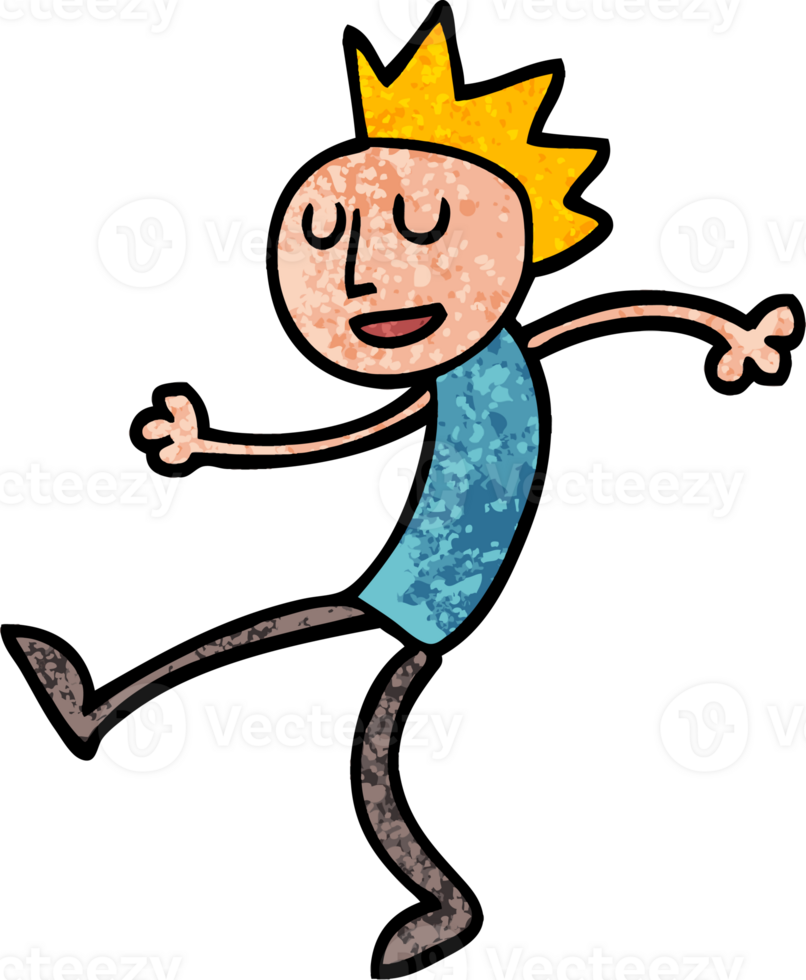 grunge textured illustration cartoon dancing man png