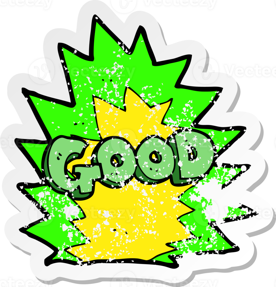 retro distressed sticker of a cartoon explosion good symbol png