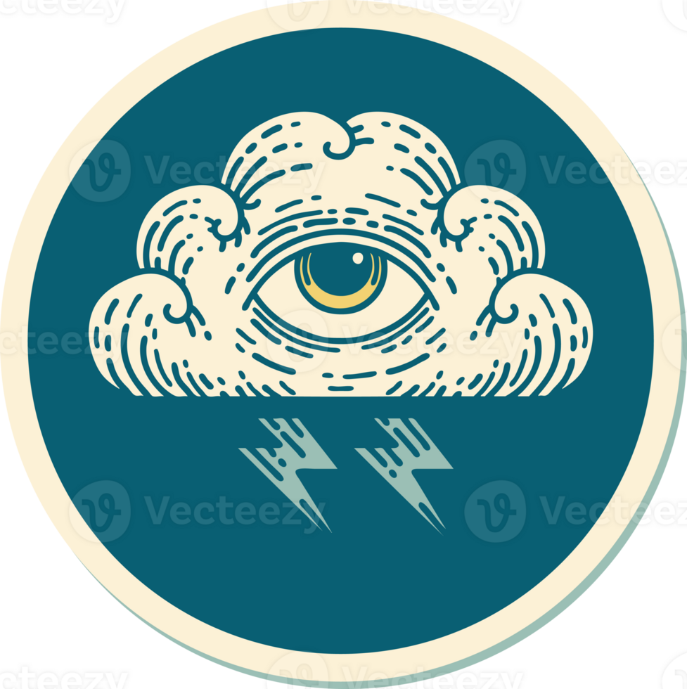 sticker of tattoo in traditional style of an all seeing eye cloud png