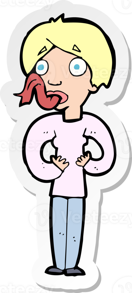 sticker of a cartoon woman sticking out tongue png