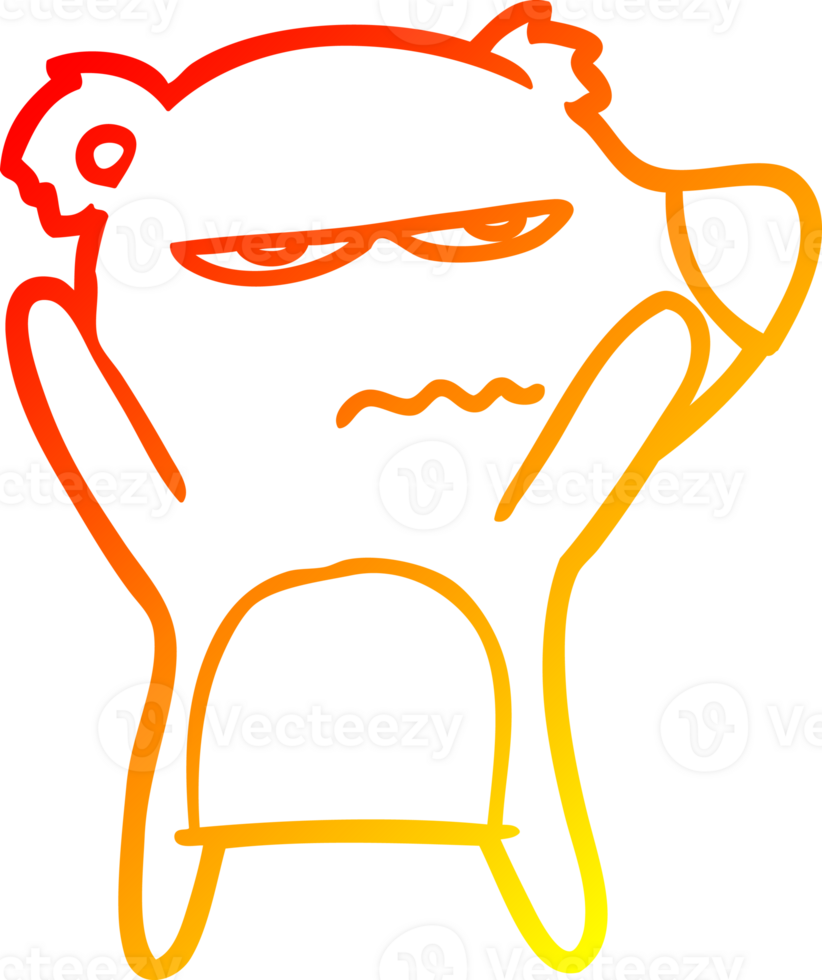 warm gradient line drawing of a angry bear cartoon png