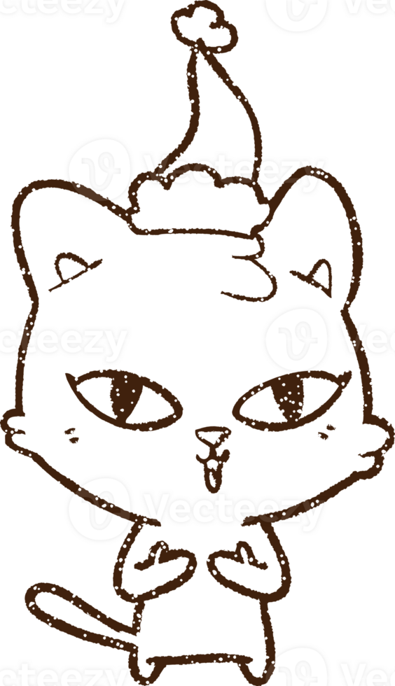 Christmas Cat Charcoal Drawing png