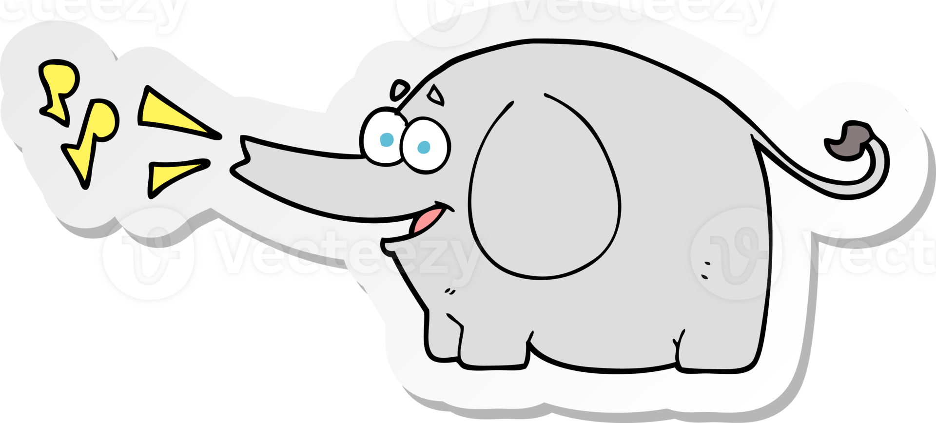 sticker of a cartoon trumpeting elephant png