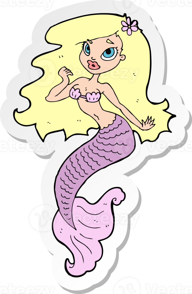 sticker of a cartoon pretty mermaid png