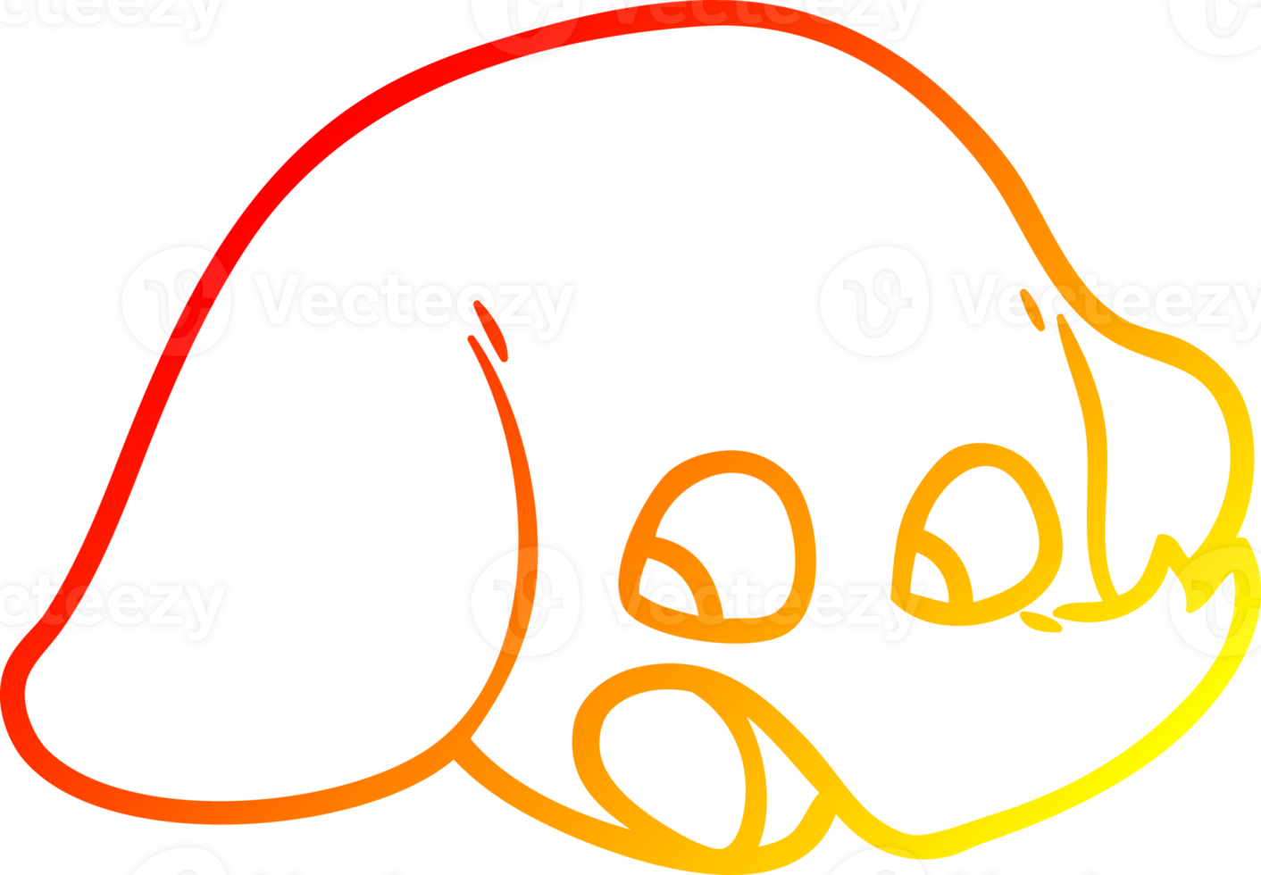warm gradient line drawing of a shocked cartoon elephant face png