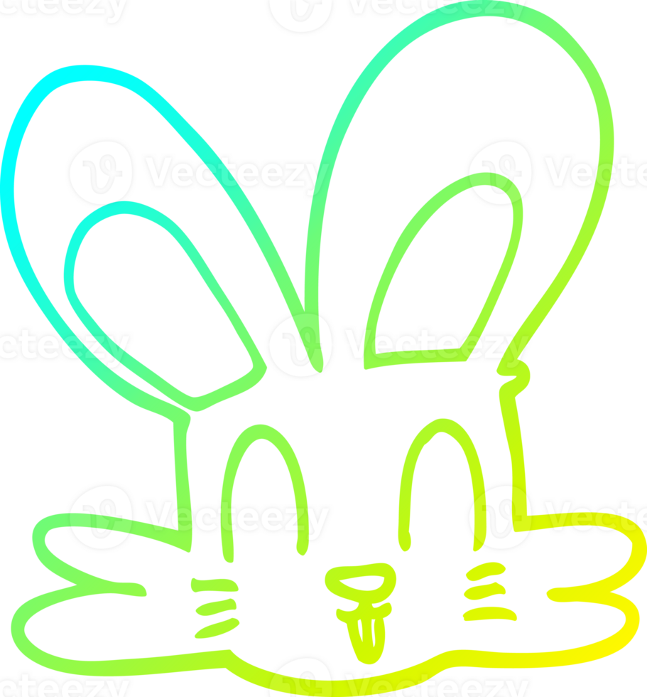 cold gradient line drawing of a cartoon cute bunny png