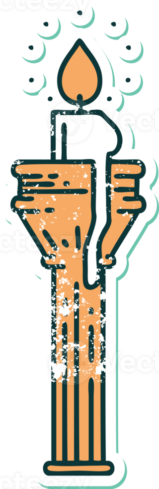 iconic distressed sticker tattoo style image of a candelabra png