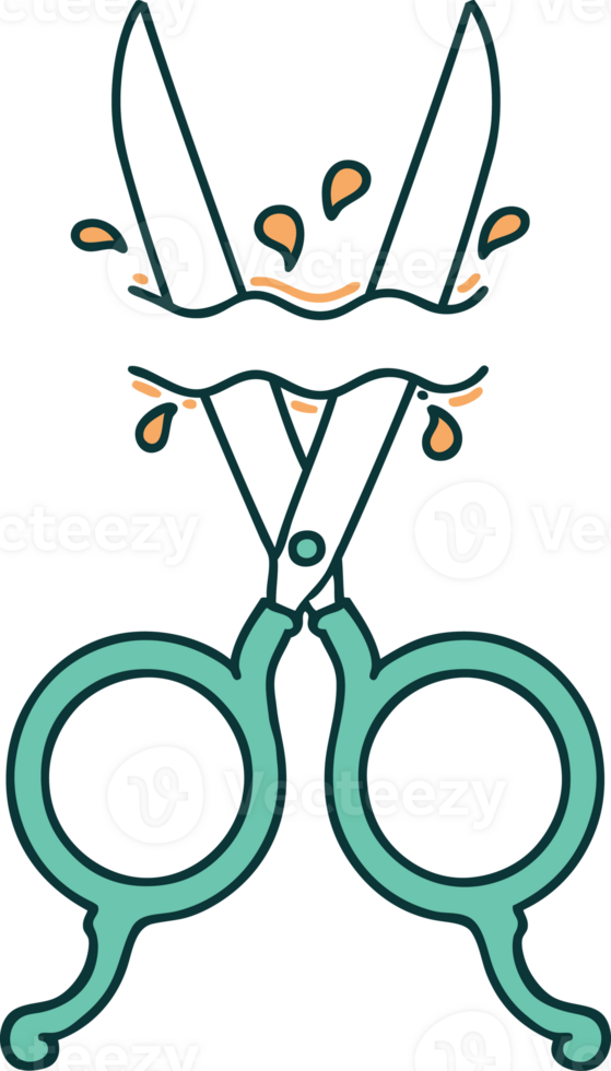 iconic tattoo style image of barber scissors png