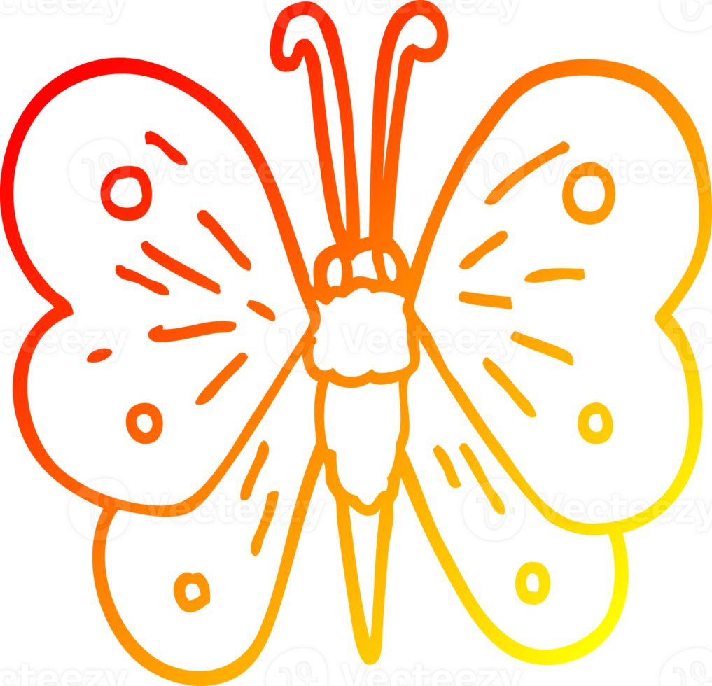 warm gradient line drawing of a cartoon butterfly png