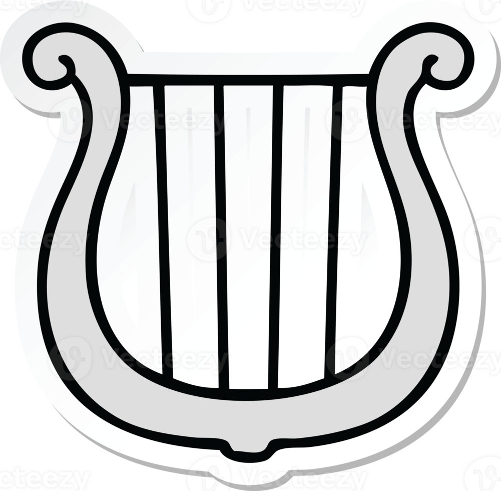 sticker of a cute cartoon traditional harp png