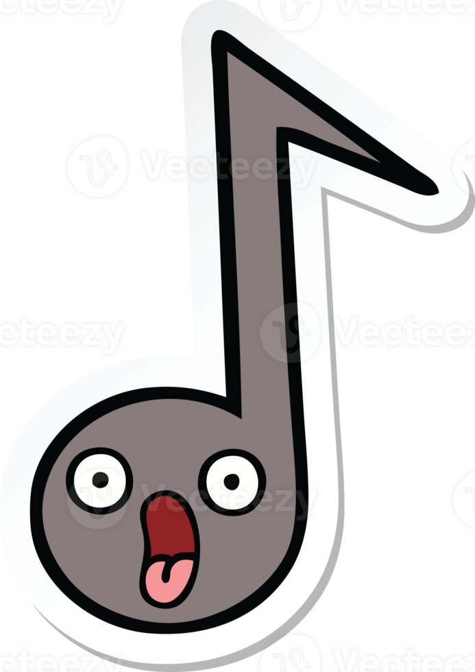 sticker of a cute cartoon musical note png