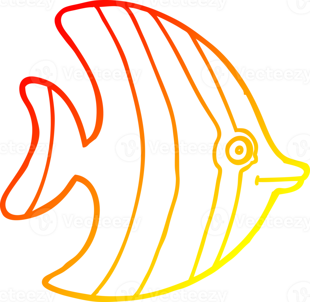 warm Gradient Linie Zeichnung von ein Karikatur Engel Fisch png