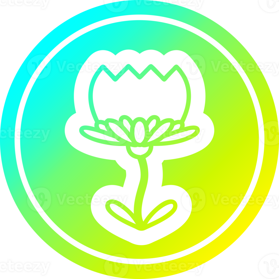 lotus flower circular icon with cool gradient finish png