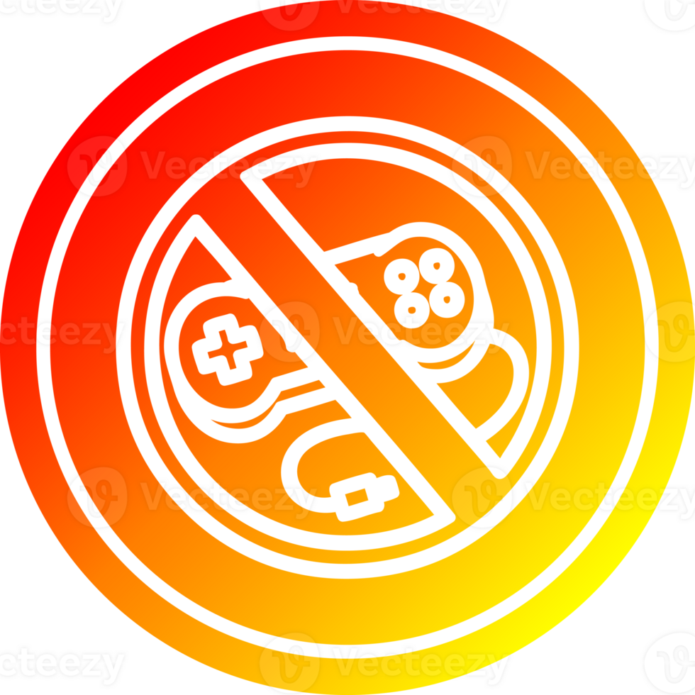 no gaming circular icon with warm gradient finish png