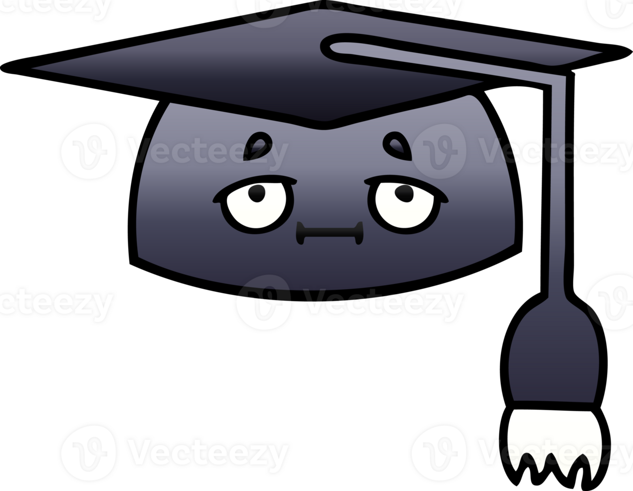 gradient shaded cartoon of a graduation hat png