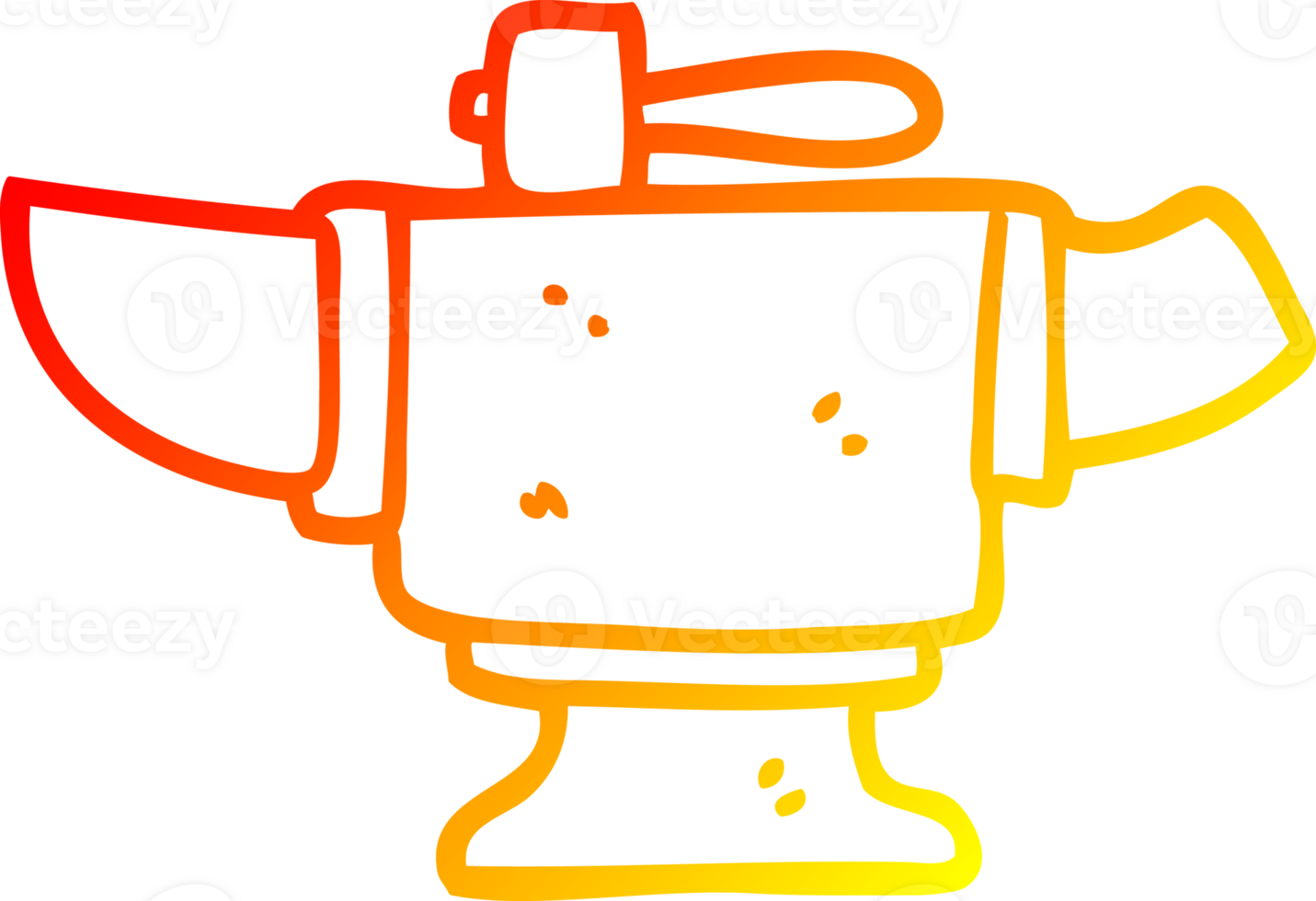 warm gradient line drawing of a cartoon heavy old anvil png