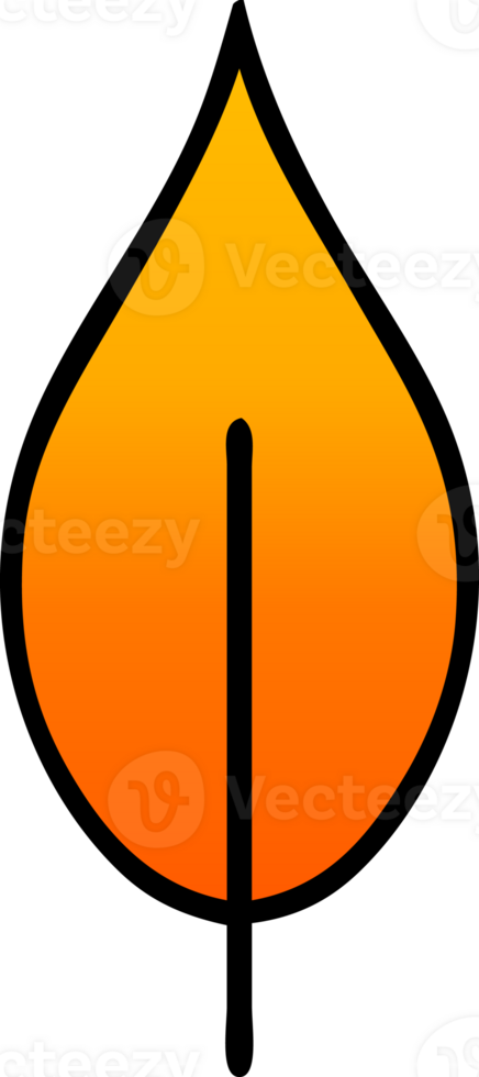 gradient shaded cartoon of a autumn leaf png