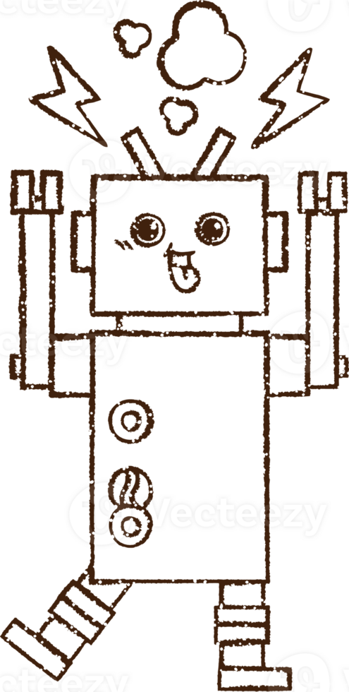 Robot Charcoal Drawing png