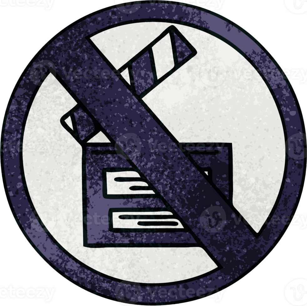 retro grunge texture cartoon of a no directors sign png