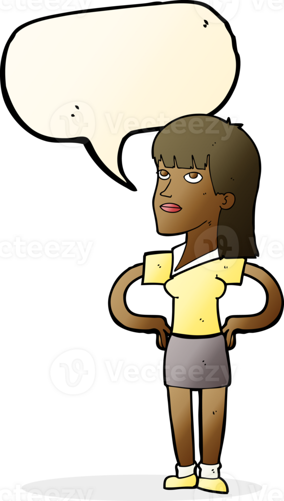 cartoon woman with hands on hips with speech bubble png