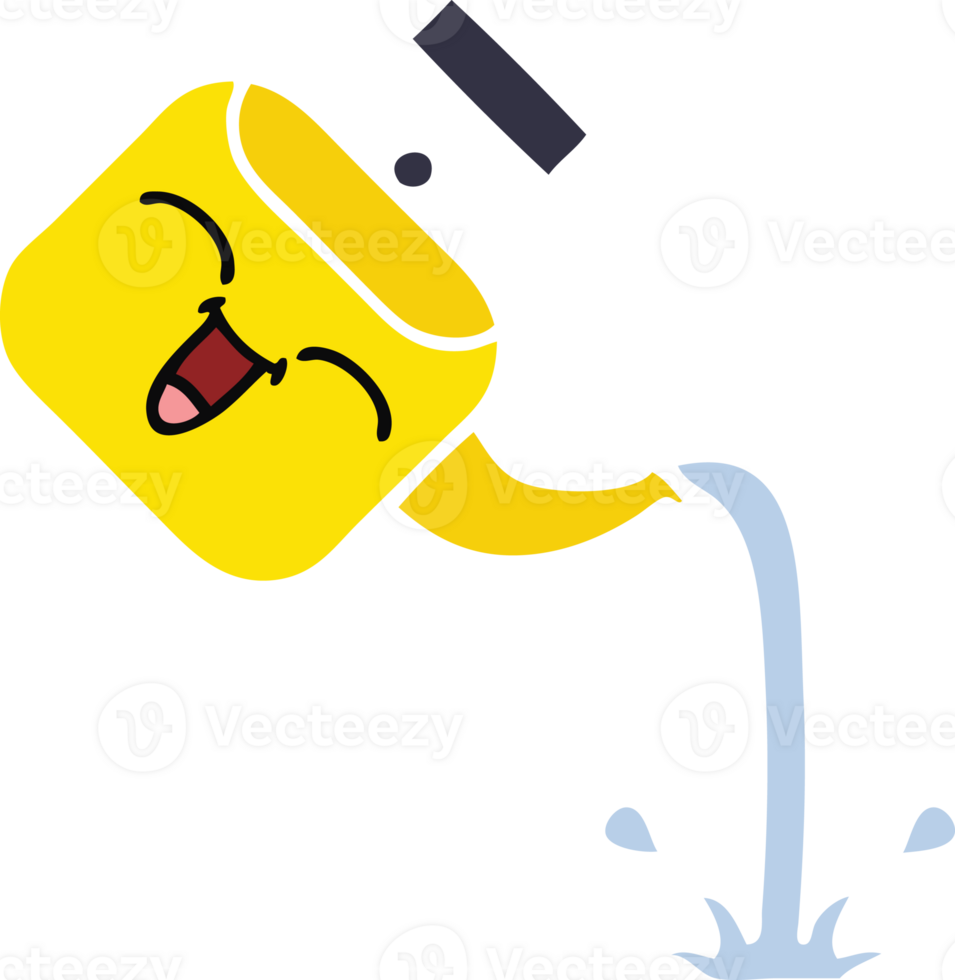 flat color retro cartoon of a pouring kettle png