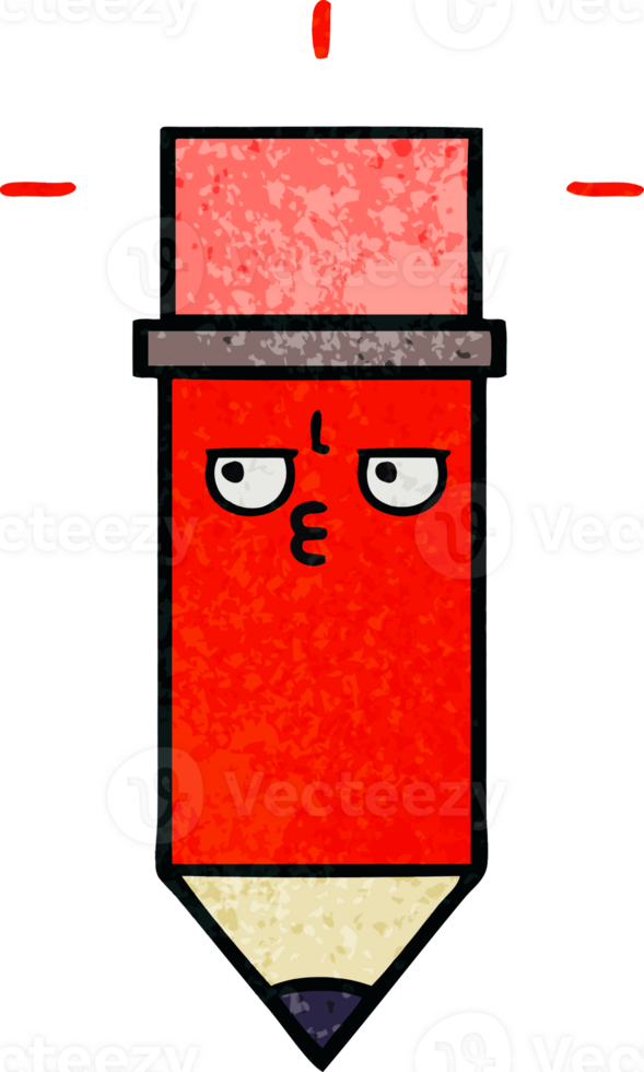 retro grunge texture cartoon of a pencil png