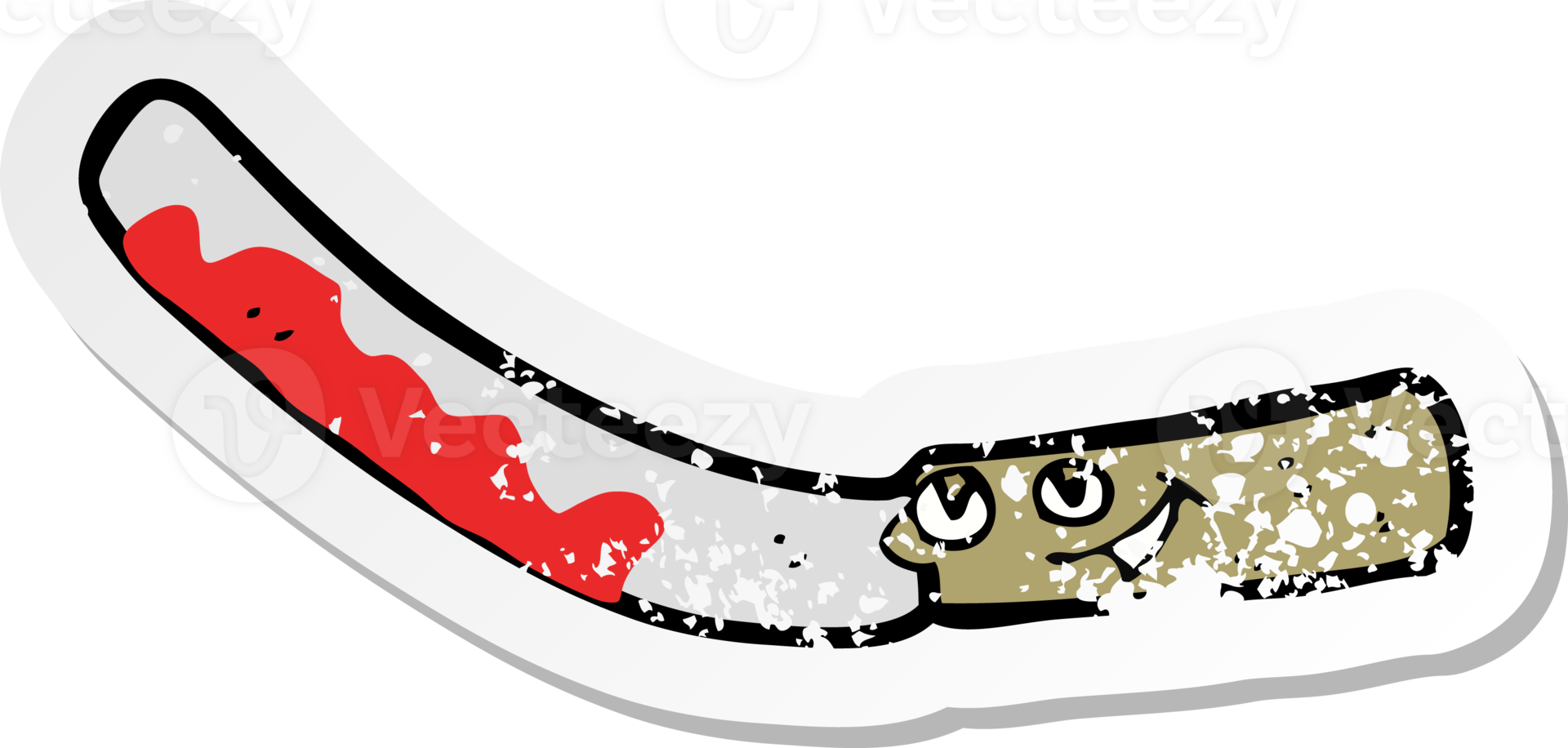 retro distressed sticker of a cartoon jam knife png