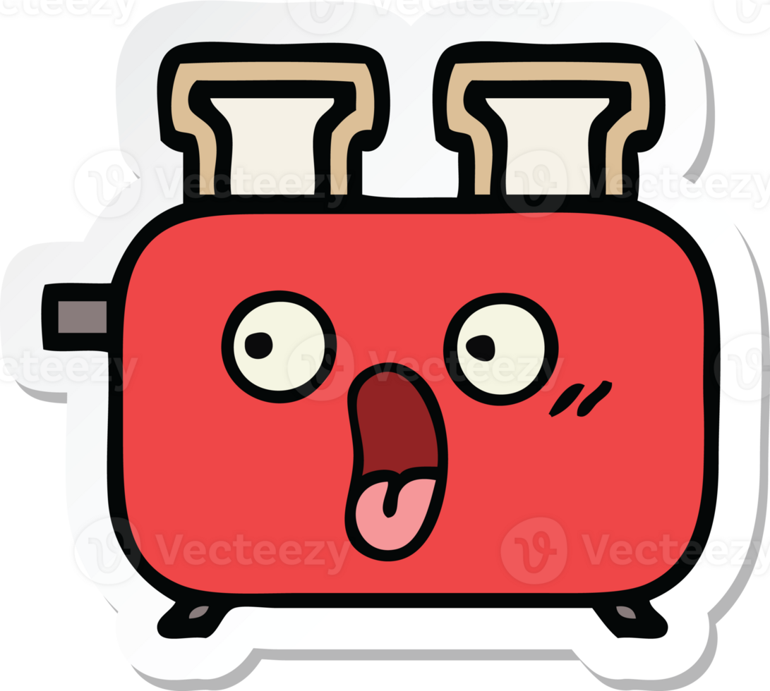 sticker of a cute cartoon of a toaster png
